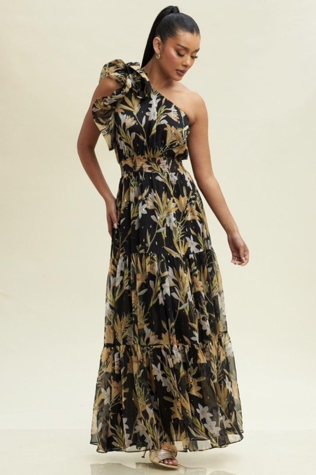 GOLD FLORA MAXI DRESS