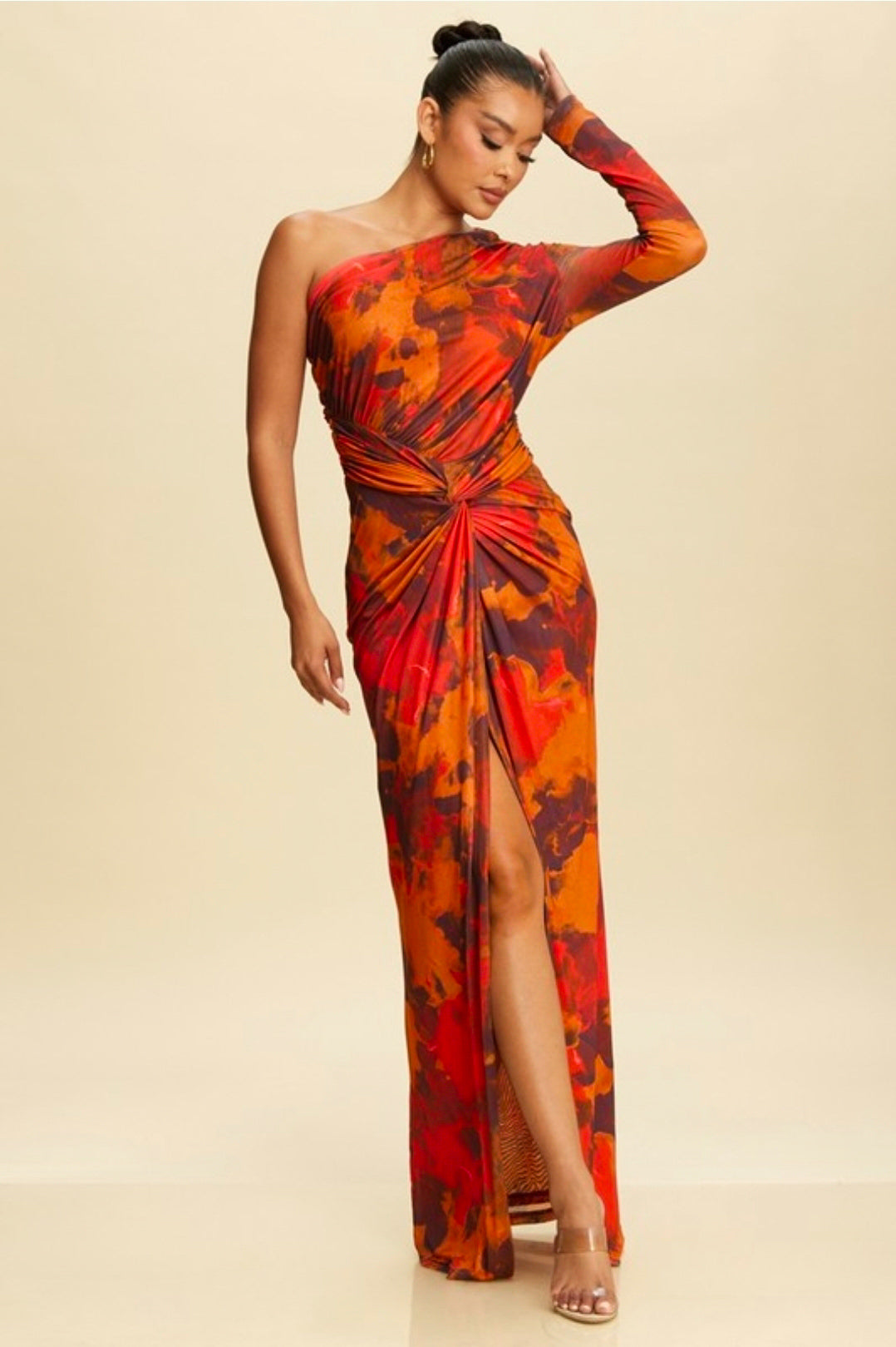 GALLIANO MAXI DRESS IN BURNT ORANGE