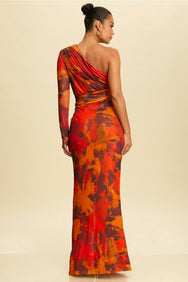 GALLIANO MAXI DRESS IN BURNT ORANGE